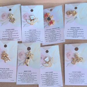 Angel Pin Set - Gold Tone Enamel Accents (Multiple Designs)